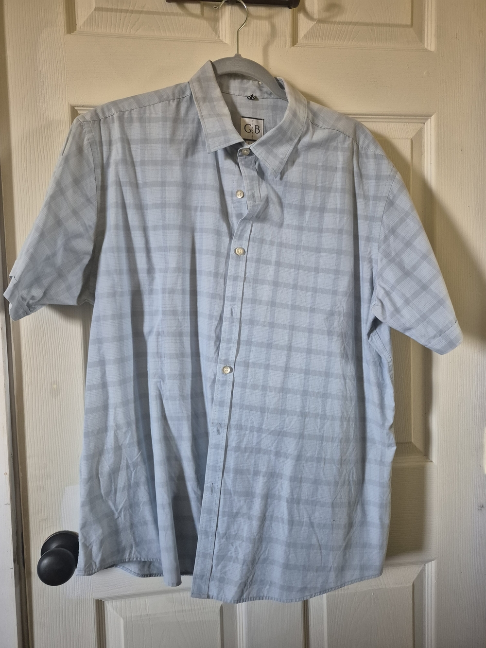 Gianni Bini Light Blue Plaid Short-Sleeve Button-Down Shirt